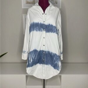 We The Free People Oversized Bleach Dyed Denim Tunic Shirt/Dress